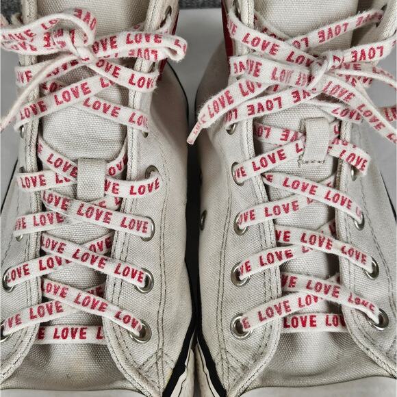 CONVERSE KIDS WHITE CHUCK TAYLOR ALL STAR EMBROIDERED HEARTS HIGH-TOPS SIZE 4 - Picture 11 of 13